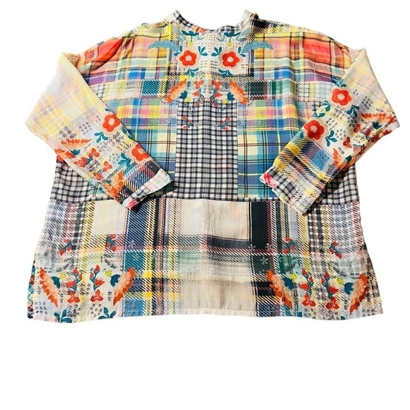 JOHNNY WAS WOMENS LONG SLEEVE COLORFUL OVERSIZED BLOUSE SIZE XS - Picture 10 of 11